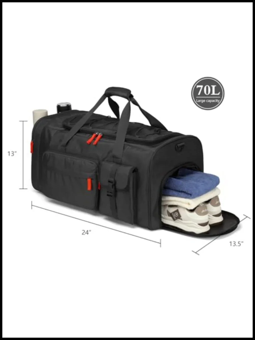 70L Waterproof Travel Duffel Backpack with Shoes Compartment - Heavy Duty Gym